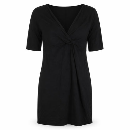 H&M Womens Black Viscose Sheath Size M V-Neck Pullover - Knot Front