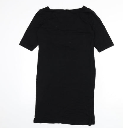 H&M Womens Black Viscose Sheath Size M V-Neck Pullover - Knot Front