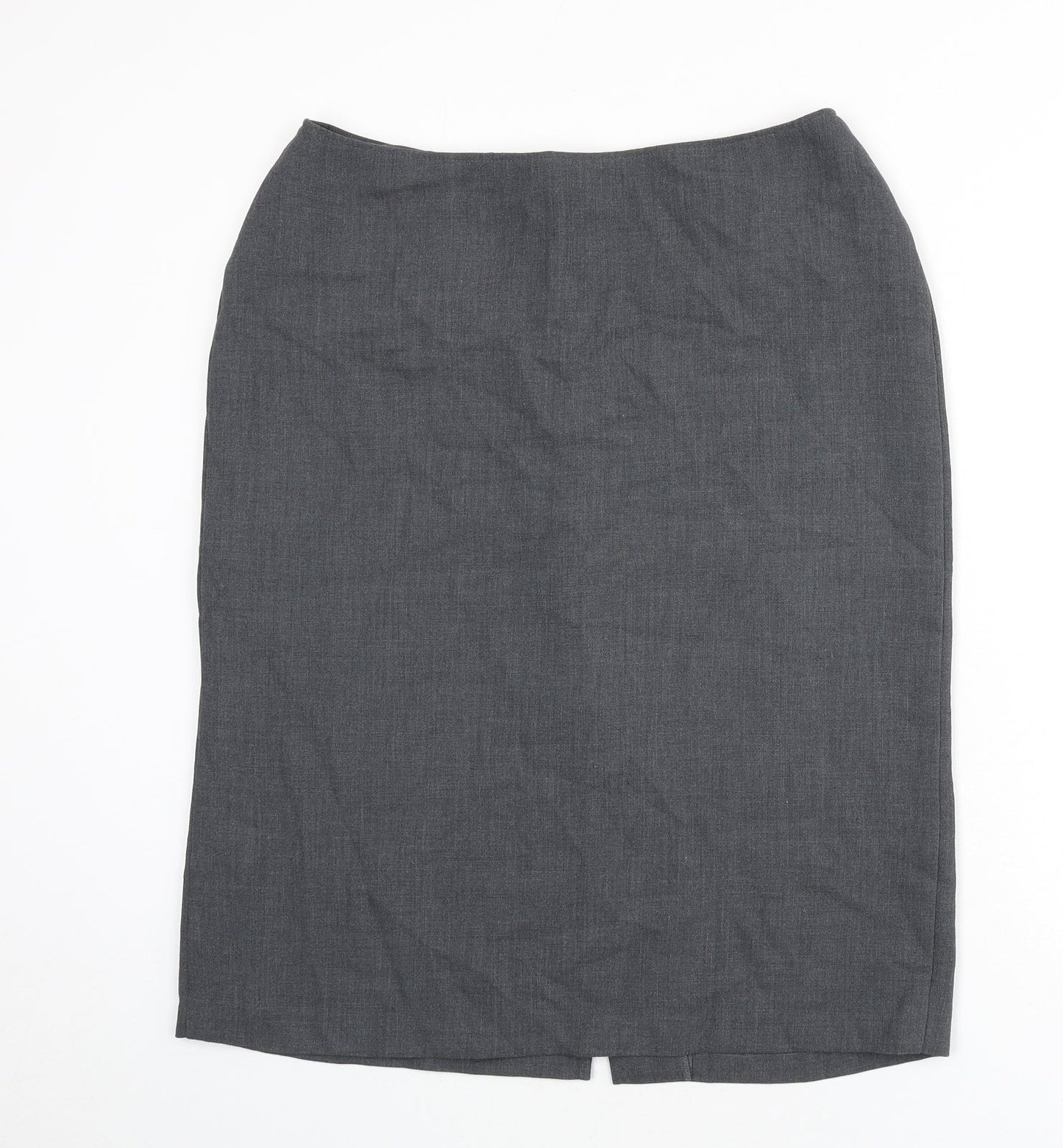 St Michael Womens Grey Polyester Straight & Pencil Skirt Size 18 Zip - Slit