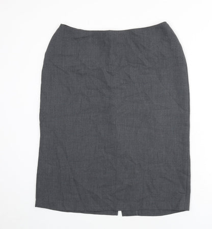 St Michael Womens Grey Polyester Straight & Pencil Skirt Size 18 Zip - Slit