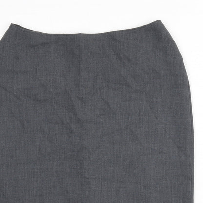 St Michael Womens Grey Polyester Straight & Pencil Skirt Size 18 Zip - Slit