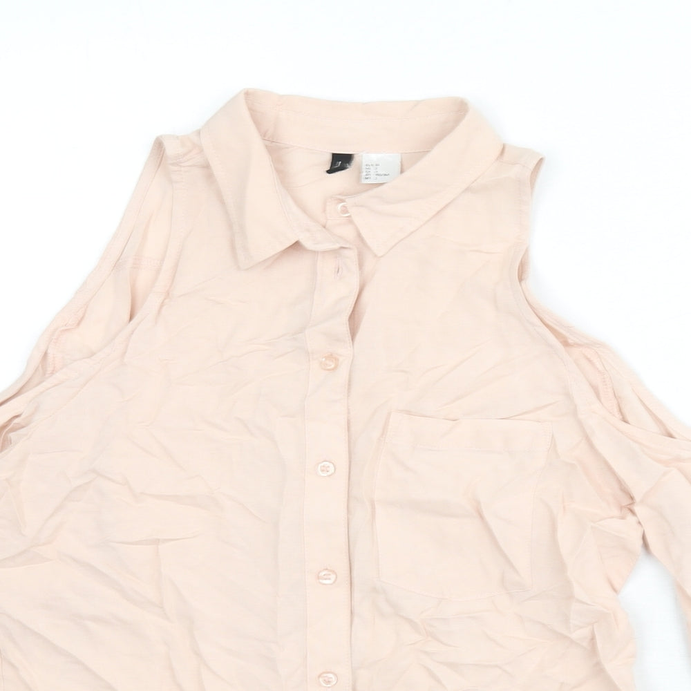 Womens UK Size 6 Divided by H&M Pink Basic Button-Up