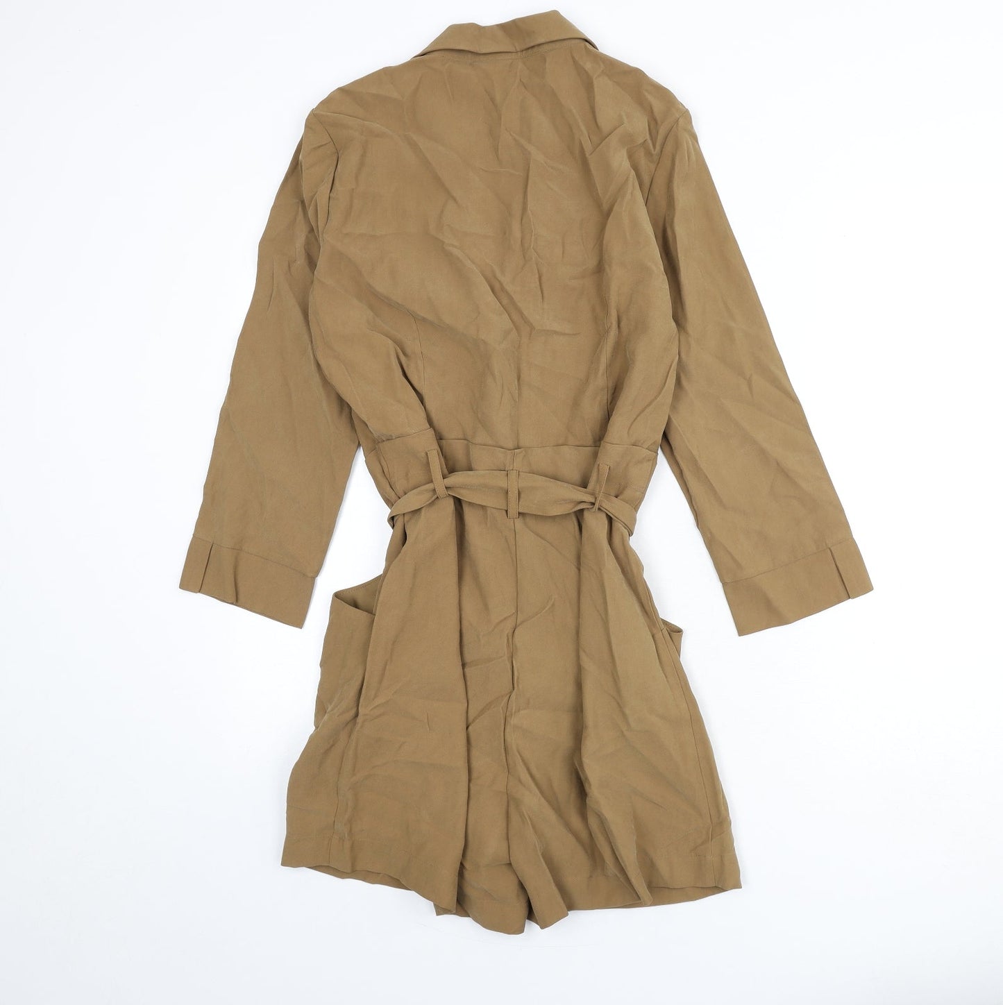 Only Womens Brown Viscose Romper One-Piece Size 8 L4 in Button - Belt Included