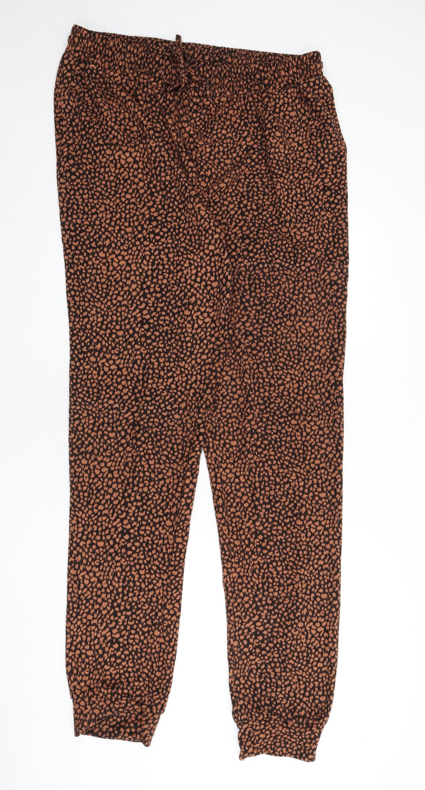 LTS Womens Brown Geometric Polyester Jogger Trousers Size 18 L37 in Regular