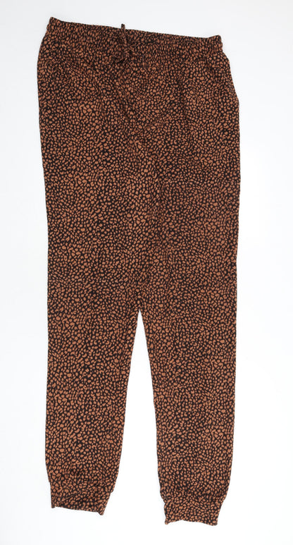 LTS Womens Brown Geometric Polyester Jogger Trousers Size 18 L37 in Regular