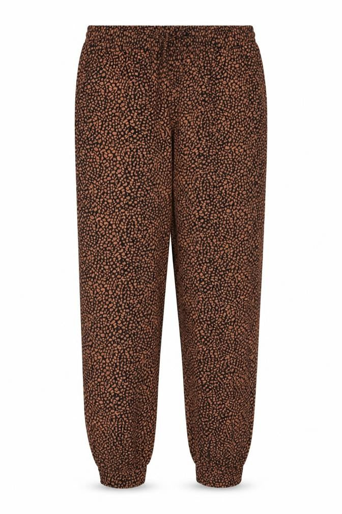 Front view of LTS women’s brown geometric polyester jogger trousers, size UK 18, 37-inch leg regular