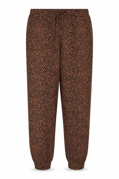 Front view of LTS women’s brown geometric polyester jogger trousers, size UK 18, 37-inch leg regular