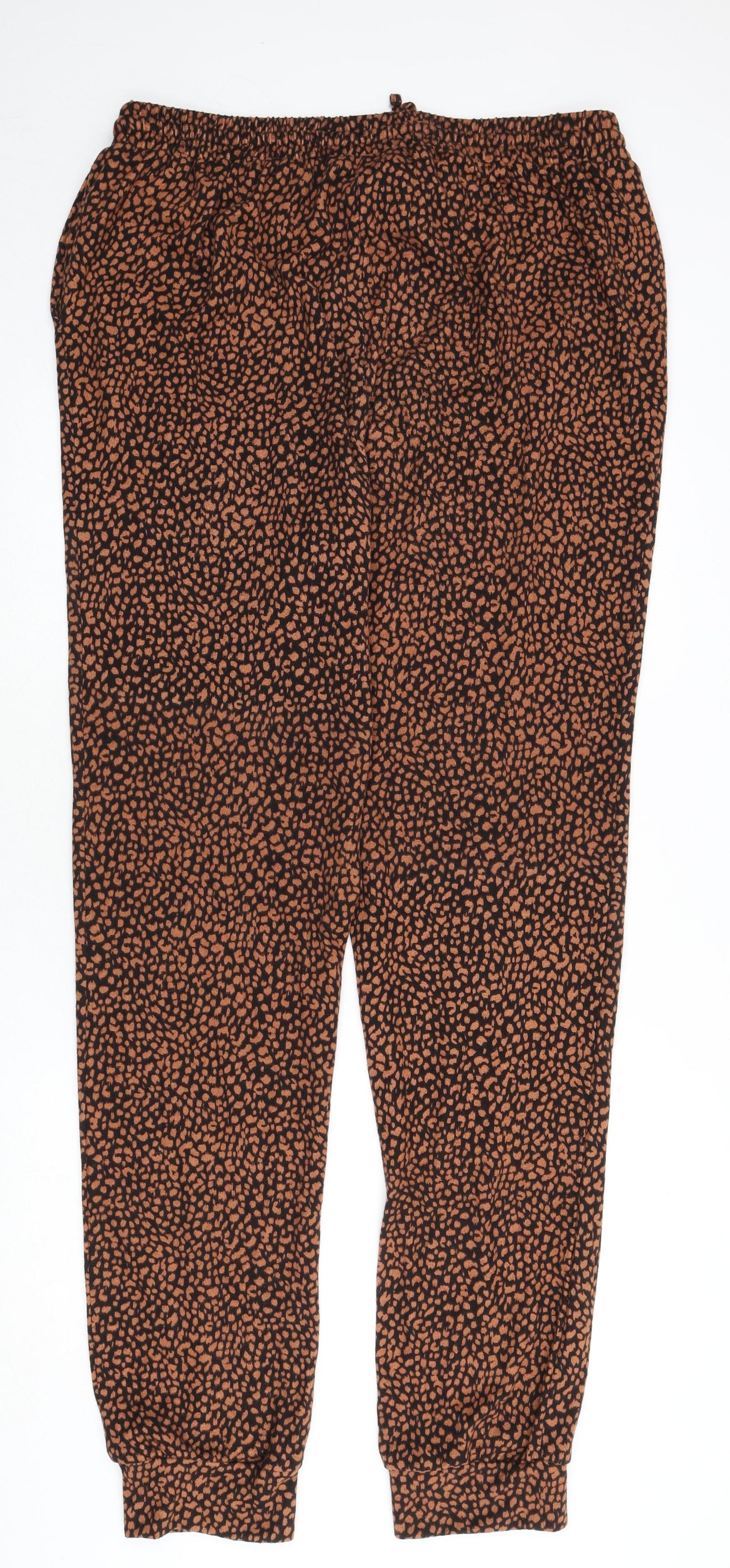 LTS Womens Brown Geometric Polyester Jogger Trousers Size 18 L37 in Regular
