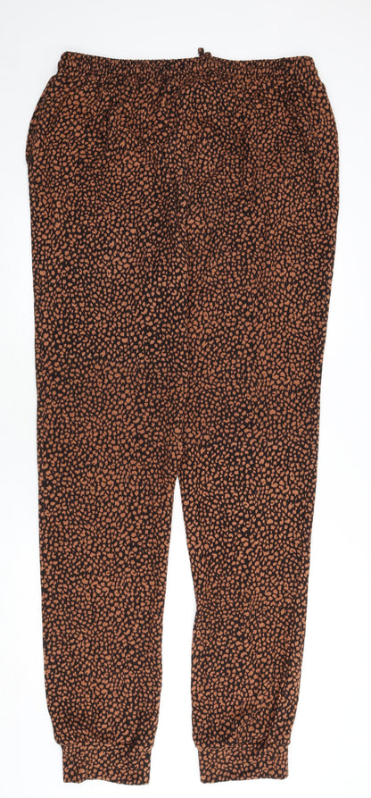 LTS Womens Brown Geometric Polyester Jogger Trousers Size 18 L37 in Regular