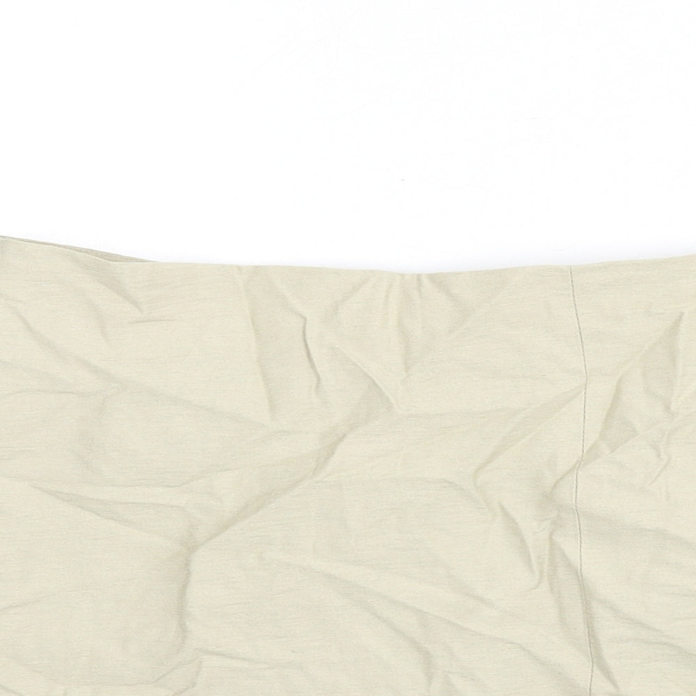 H&M Womens Beige Viscose Mini Skirt Size 6 Zip - Slit