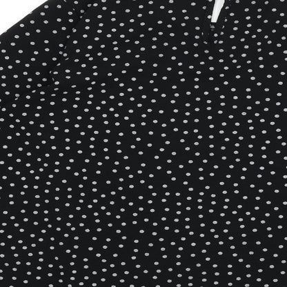Boohoo Womens Black Polka Dot Polyester Basic Blouse Size 10 Round Neck