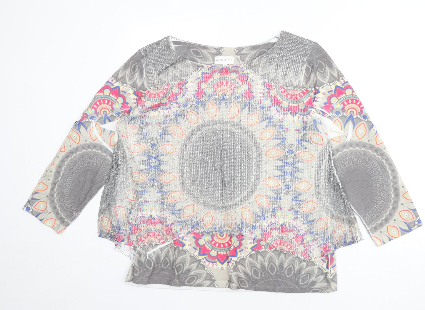 Apricot Womens Multicoloured Boat Neck Geometric Polyester Pullover Jumper Size M - Overlay