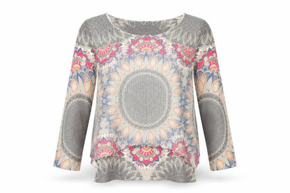 Apricot Womens Multicoloured Boat Neck Geometric Polyester Pullover Jumper Size M - Overlay