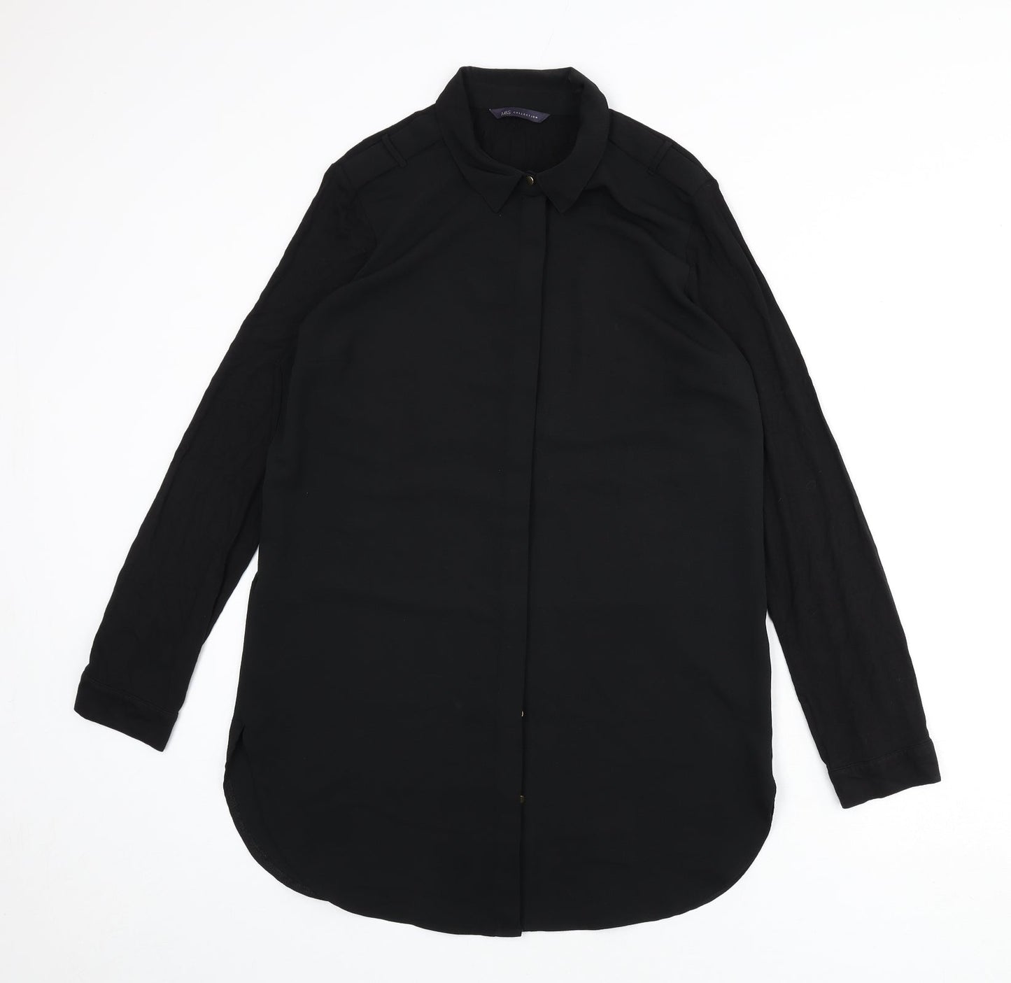 Womens UK Size 12 Marks and Spencer Black Basic Button-Up