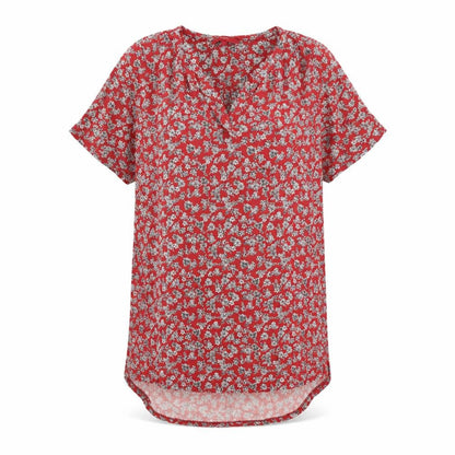 NEXT Womens Red Floral Viscose Sheath Size 18 V-Neck Pullover