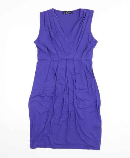 Closet Womens Purple Viscose Pencil Dress Size 10 V-Neck Pullover