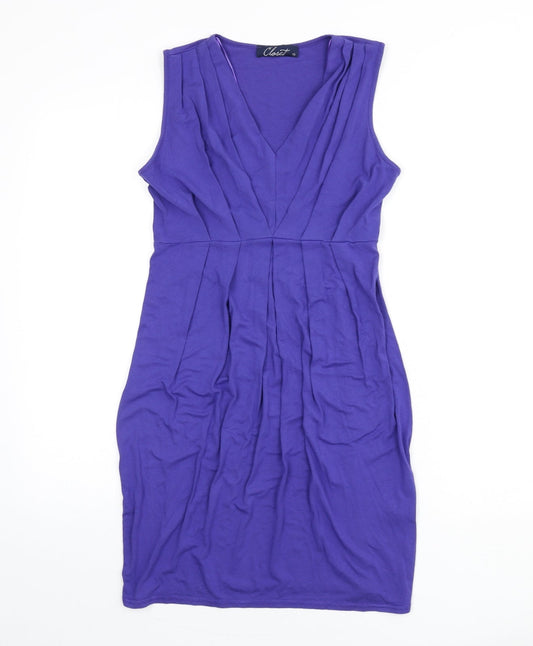 Closet Womens Purple Viscose Pencil Dress Size 10 V-Neck Pullover