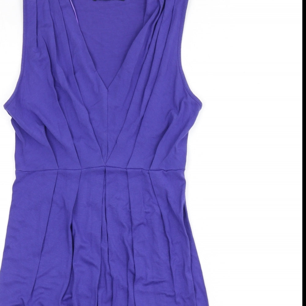 Closet Womens Purple Viscose Pencil Dress Size 10 V-Neck Pullover