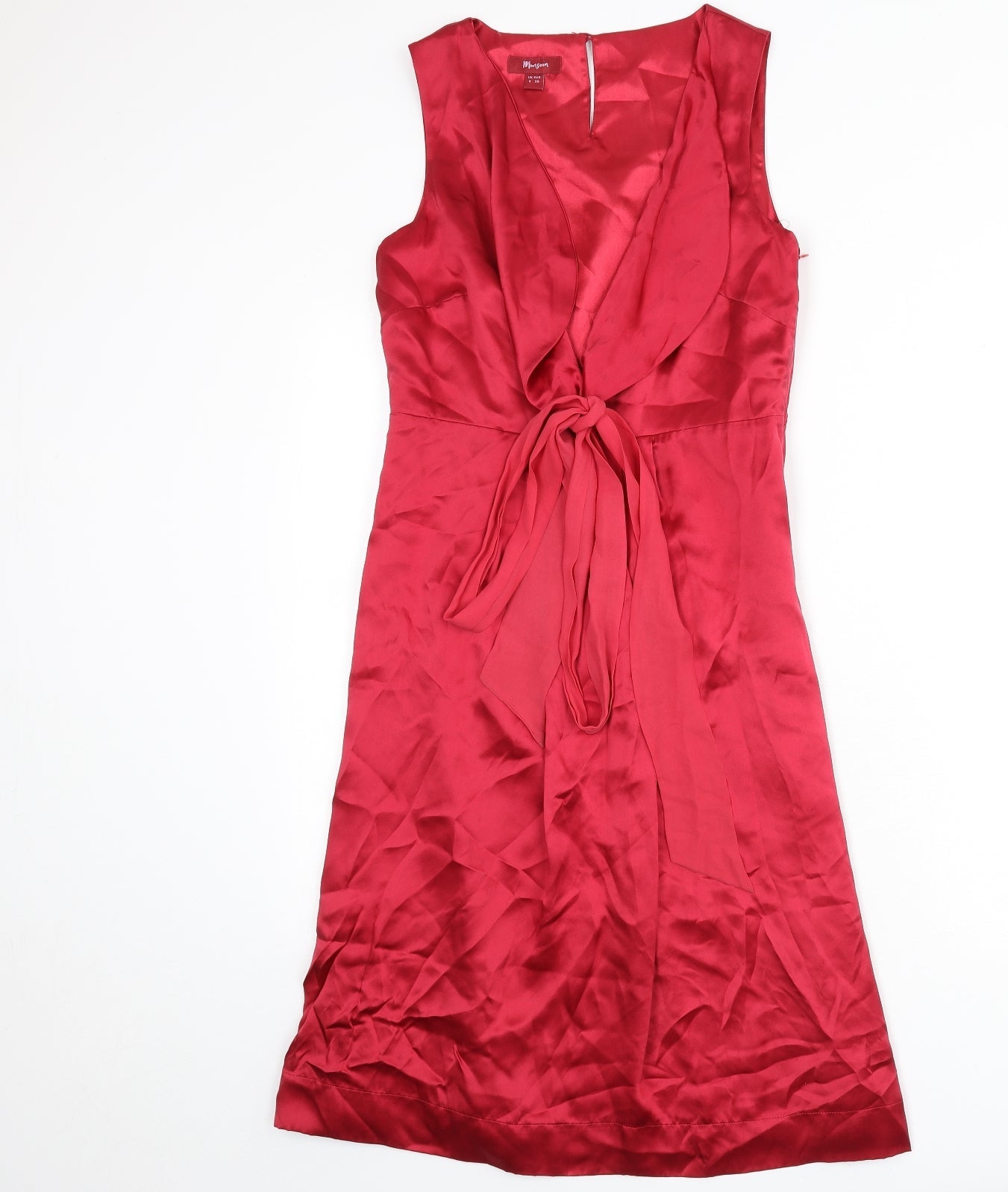 Monsoon Womens Pink Silk A-Line Size 8 Round Neck Button - Tie Detail