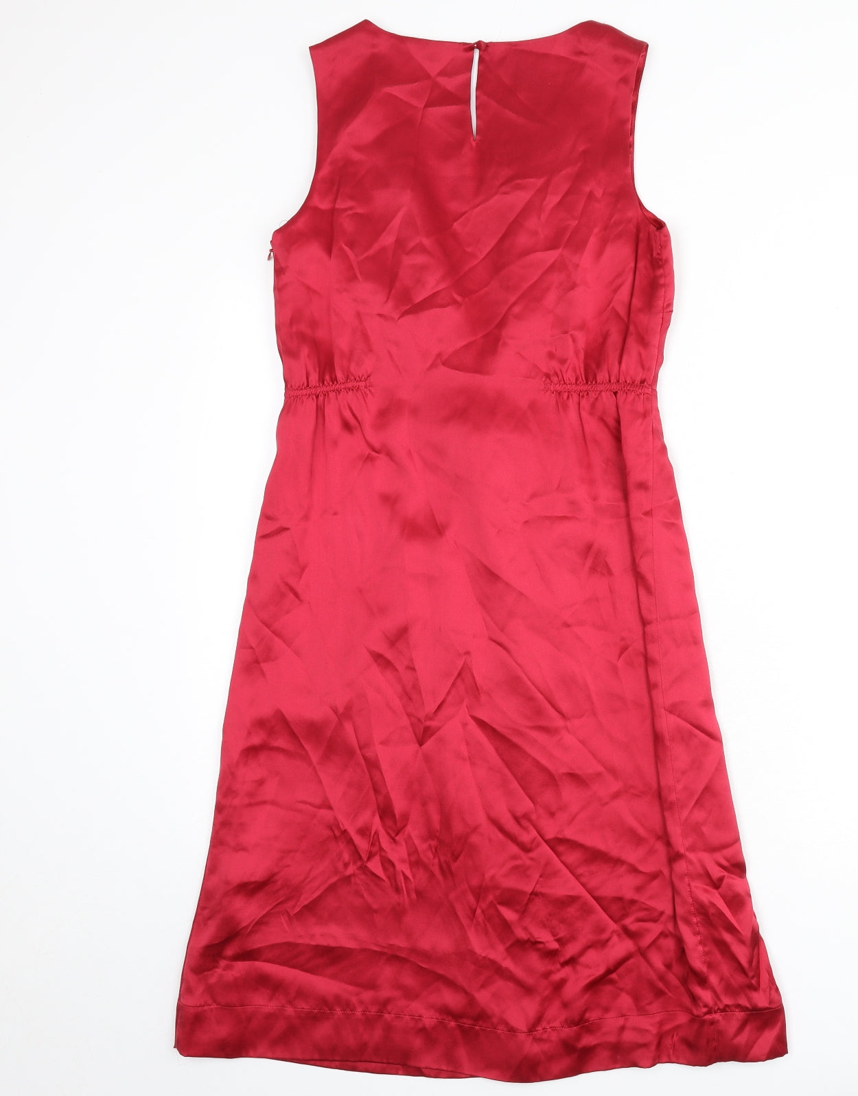 Monsoon Womens Pink Silk A-Line Size 8 Round Neck Button - Tie Detail