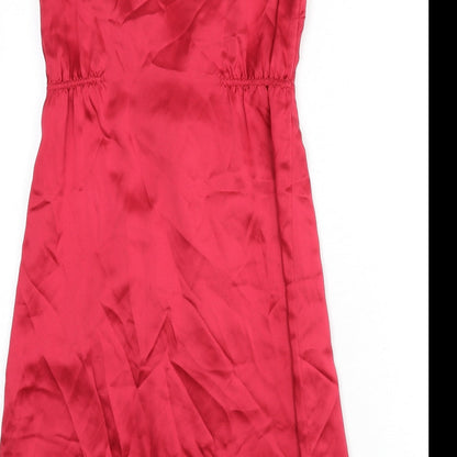 Monsoon Womens Pink Silk A-Line Size 8 Round Neck Button - Tie Detail