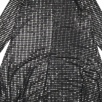 Blue Vanilla Womens Black Nylon A-Line Size S Round Neck Pullover - Sequins