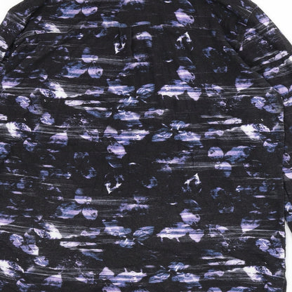 BAM Mens Black Geometric Viscose Button-Up Size M Collared Button