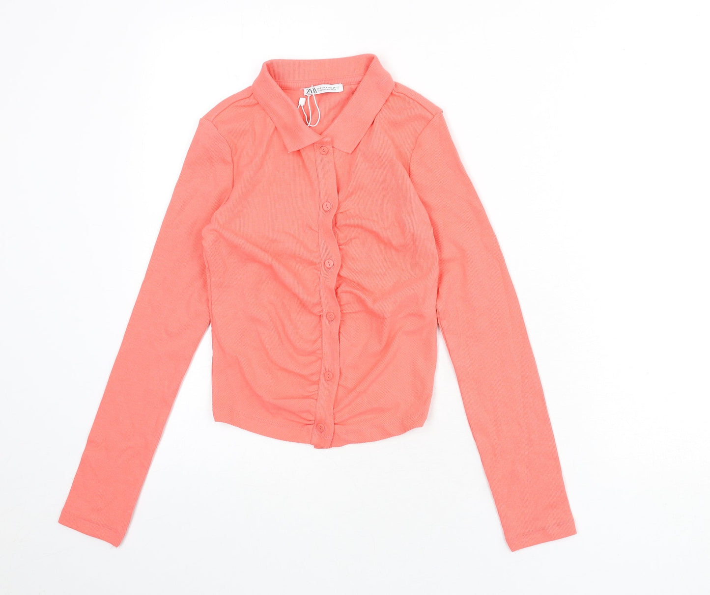 Womens UK Size S Zara Pink Cropped Button-Up