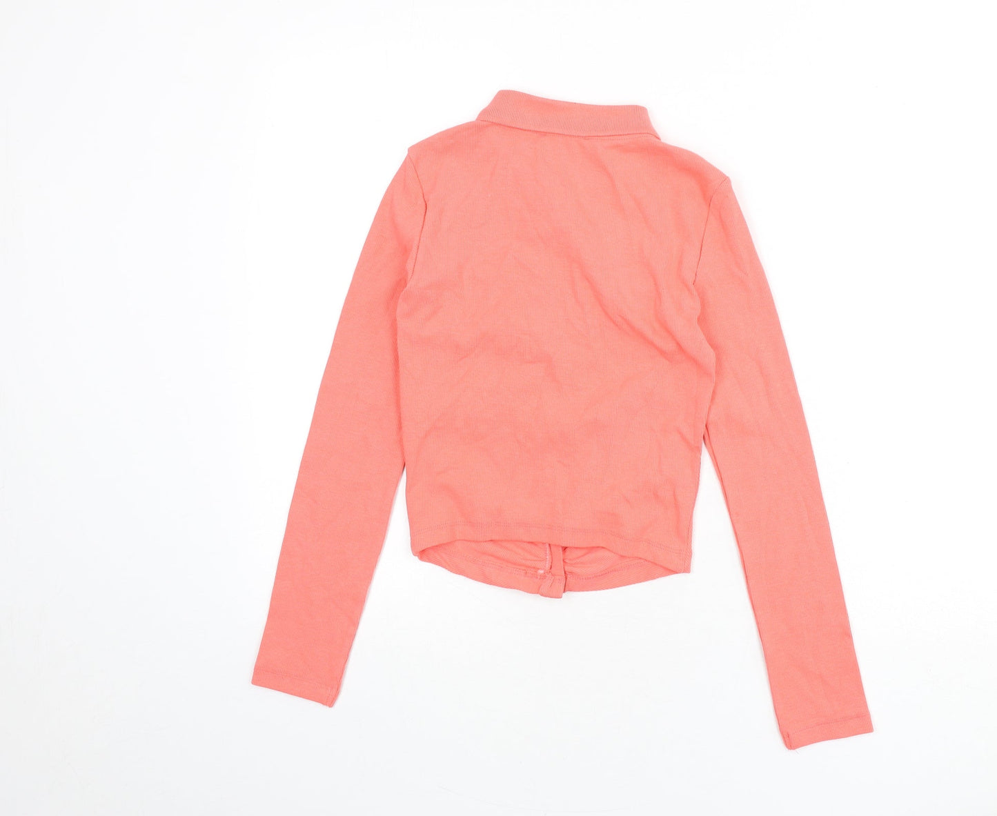 Womens UK Size S Zara Pink Cropped Button-Up