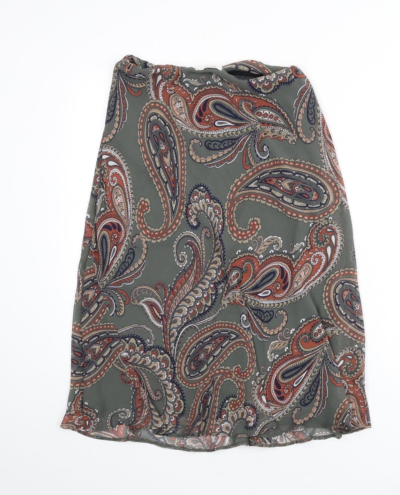 Classic Womens Multicoloured Paisley Polyester Flare Skirt Size 8