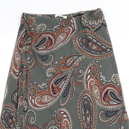 Classic Womens Multicoloured Paisley Polyester Flare Skirt Size 8