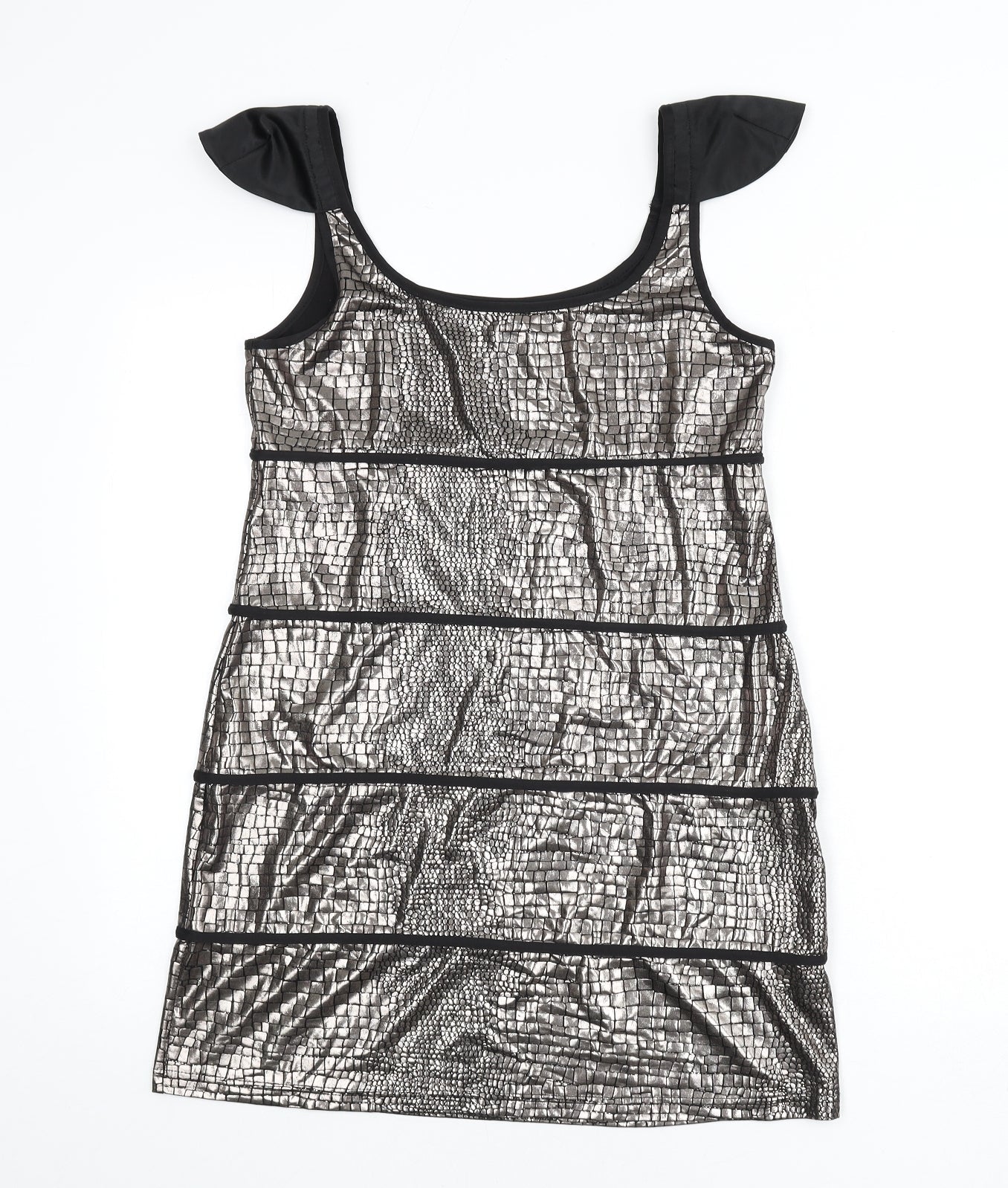 Spicy Sugar Womens Gold Animal Print Polyester A-Line Size 12 Scoop Neck Pullover - Snake Skin Print