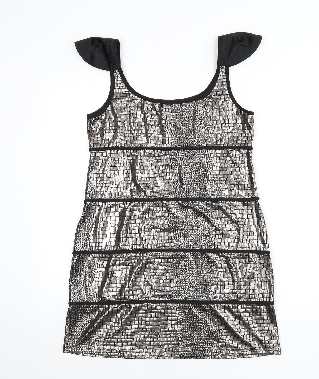 Spicy Sugar Womens Gold Animal Print Polyester A-Line Size 12 Scoop Neck Pullover - Snake Skin Print