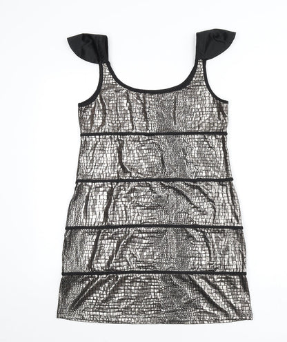 Spicy Sugar Womens Gold Animal Print Polyester A-Line Size 12 Scoop Neck Pullover - Snake Skin Print