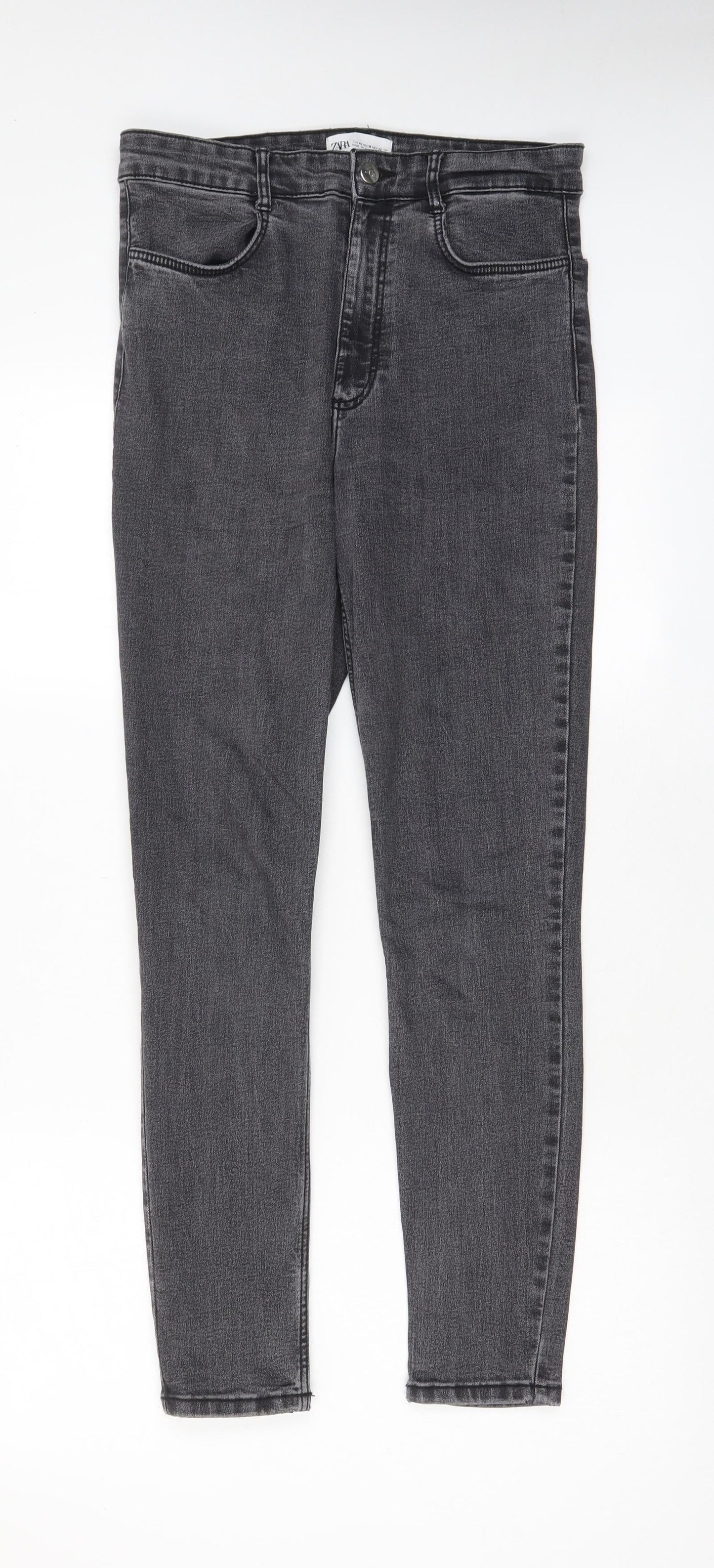 Zara Womens Grey Cotton Skinny Jeans Size 30 in L27 in Regular Zip - Pockets