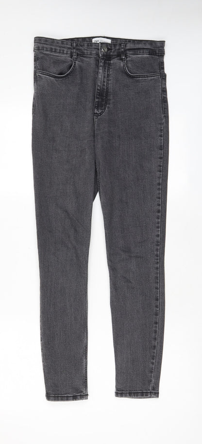 Zara Womens Grey Cotton Skinny Jeans Size 30 in L27 in Regular Zip - Pockets