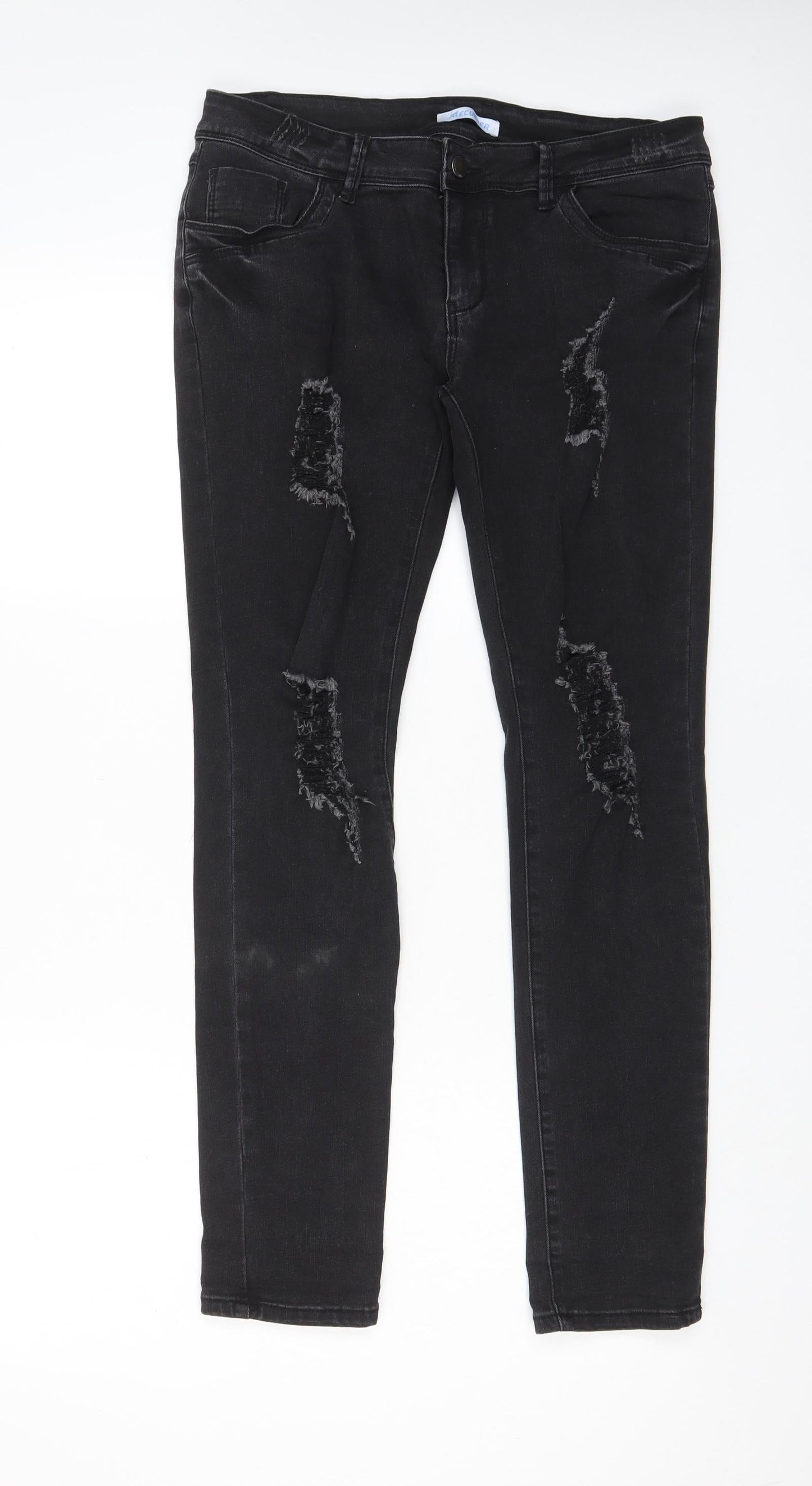 Aecupper Womens Black Cotton Skinny Jeans Size 32 in L29 in Regular Zip - Pockets