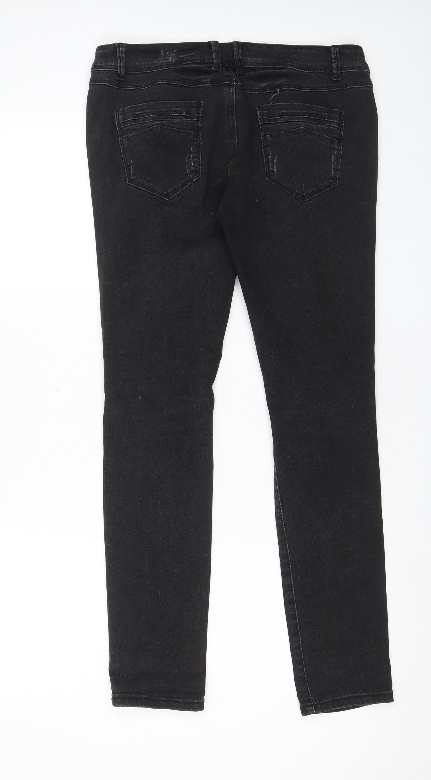 Aecupper Womens Black Cotton Skinny Jeans Size 32 in L29 in Regular Zip - Pockets