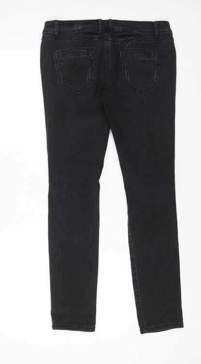 Aecupper Womens Black Cotton Skinny Jeans Size 32 in L29 in Regular Zip - Pockets