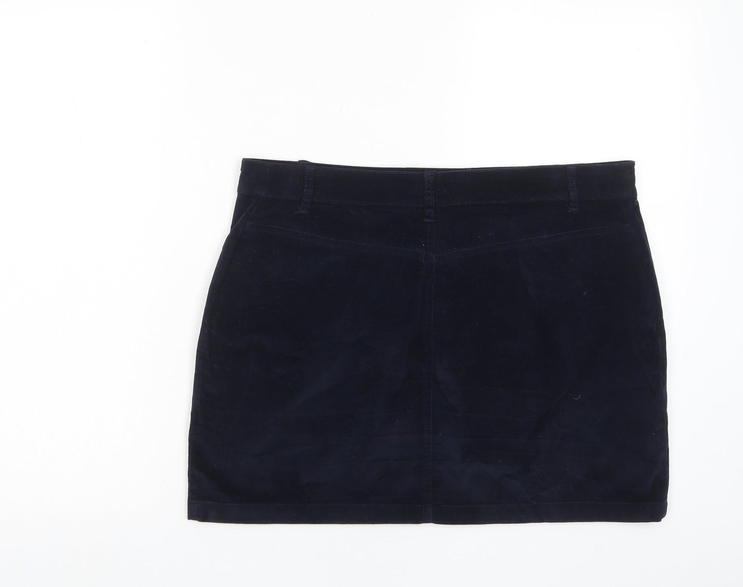 NEXT Womens Blue Cotton A-Line Skirt Size 14 Zip - Zip Pockets