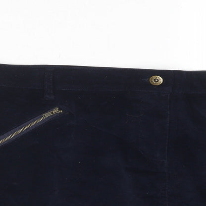 NEXT Womens Blue Cotton A-Line Skirt Size 14 Zip - Zip Pockets