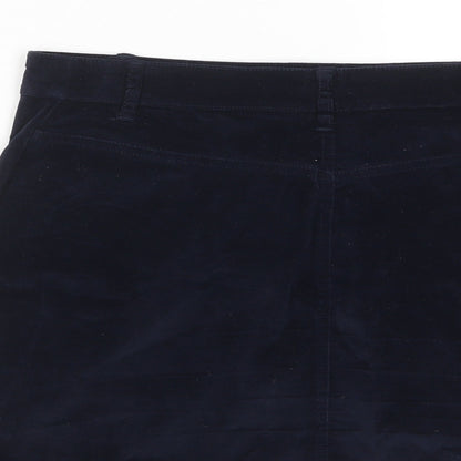NEXT Womens Blue Cotton A-Line Skirt Size 14 Zip - Zip Pockets