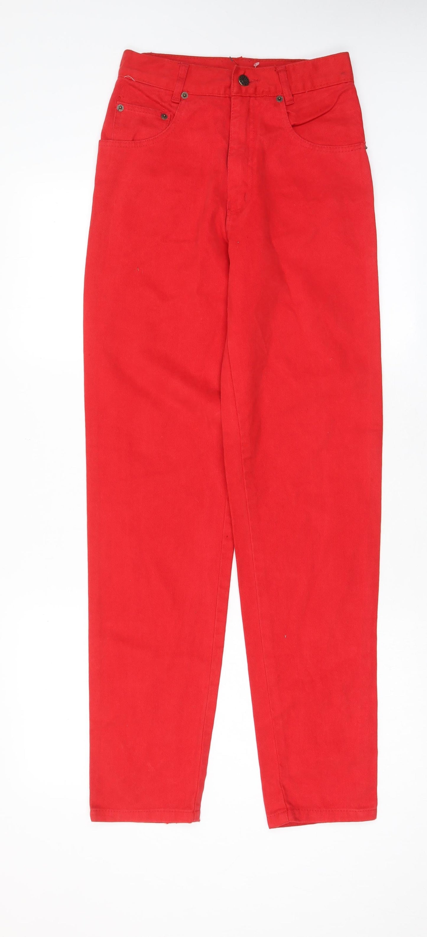 Flag Jeans Womens Red Cotton Trousers Size 6 L31 in Regular Zip - Pockets