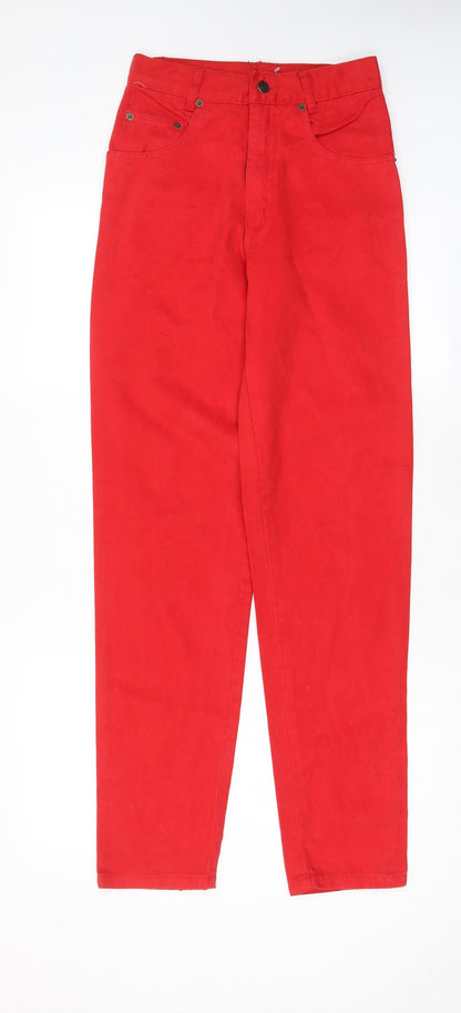 Flag Jeans Womens Red Cotton Trousers Size 6 L31 in Regular Zip - Pockets