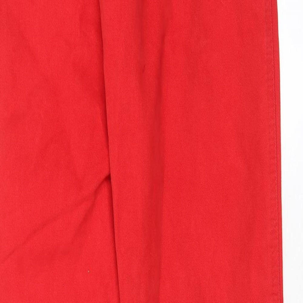 Flag Jeans Womens Red Cotton Trousers Size 6 L31 in Regular Zip - Pockets