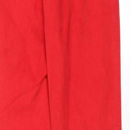 Flag Jeans Womens Red Cotton Trousers Size 6 L31 in Regular Zip - Pockets