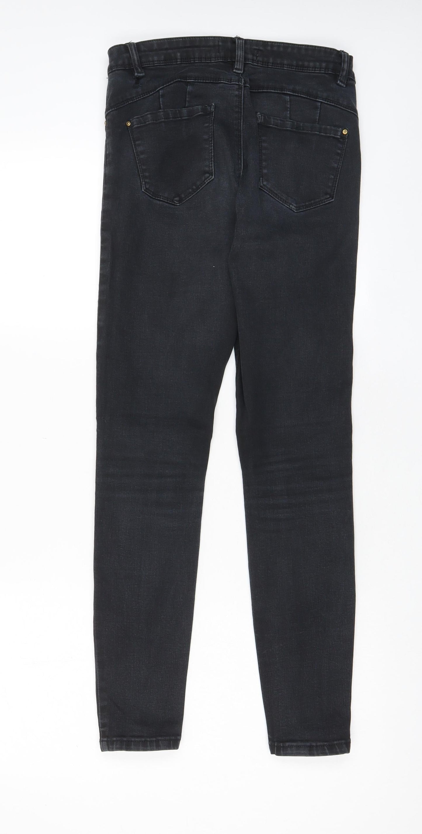 Denim & Co. Womens Black Cotton Skinny Jeans Size 12 L28 in Regular Zip - Pockets