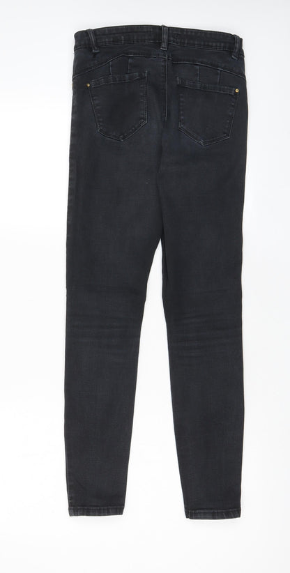 Denim & Co. Womens Black Cotton Skinny Jeans Size 12 L28 in Regular Zip - Pockets