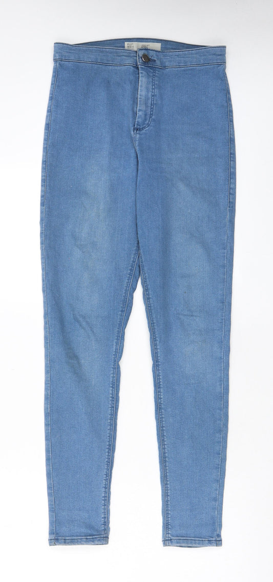 Topshop Womens Blue Cotton Skinny Jeans Size 30 in L32 in Regular Zip - Pockets