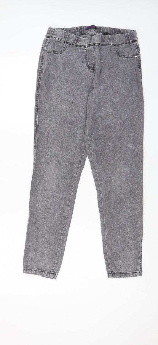 NEXT Womens Grey Cotton Jegging Jeans Size 28 in L27 in Regular - Elasticated Waist